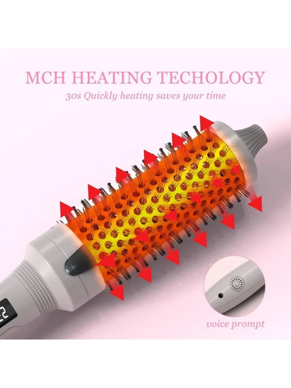 2-in-1 Heated Round Brush Volumizer & Straightener - 1.5 Inch Blowout Tool